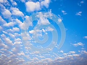 Summer blue sky and white soft moving cloud in sunny day