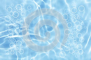 Summer blue water bubbles abstract or natural wave texture background
