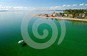 Summer boat trip on the lake