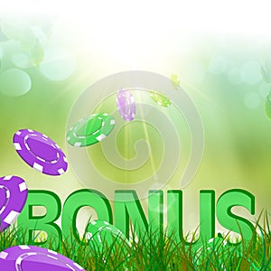 Summer bonus in green grass and casino chips