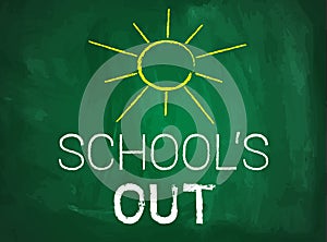 Summer break text on green blackboard photo