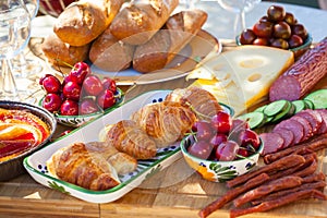 Summer breakfast in garden