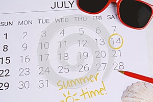 Summer Calendar Schedule.