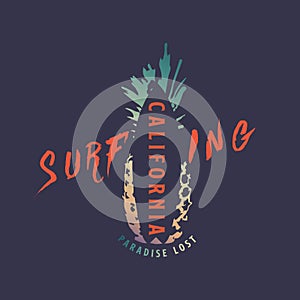 Summer California Surfing t-shirt design. Vector illustartion. EPS 10