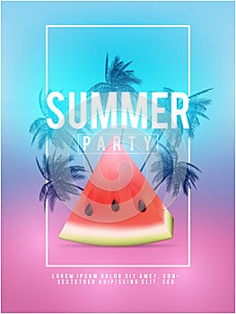 Summer california tumblr backgrounds set with palms, sky and sunset. Summer placard poster flyer invitation card. Summer party. photo