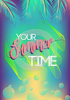 Summer california tumblr backgrounds set with palms, sky and sunset. Summer placard poster flyer invitation card. Summertime. photo