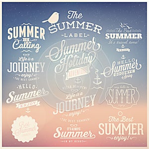 Summer calligraphic designs set