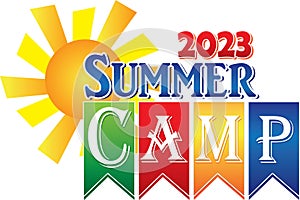 Summer Camp 2023 Logo with Sun