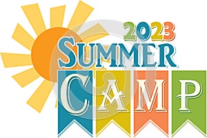 Summer Camp 2023 Logo with Sun