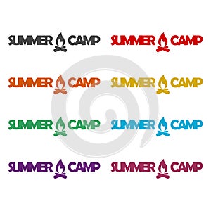 Summer Camp color icon set isolated on white background