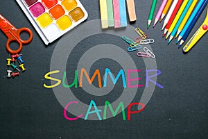 Summer camp colorful chalk text