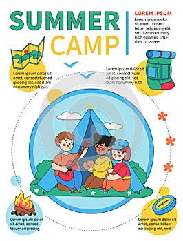 Summer camp - colorful flat design style poster