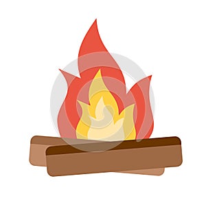 Summer Camp Fire. Design element for poster, card. Vector illustration. Flat vector cartoon illustration.