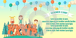 Summer camp flier illustration.