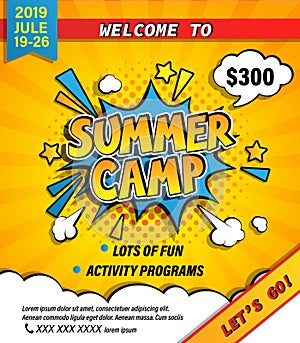 Summer camp invitation banner. photo