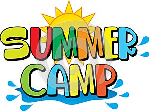 Summer Camp Logo with sun and Water