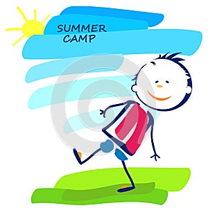 Summer camp poster with little boy