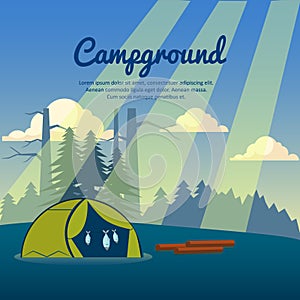Summer camp poster. Vector illustration