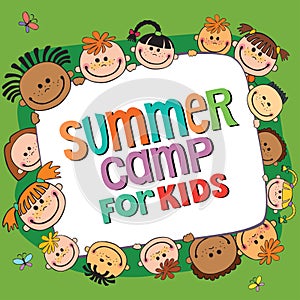 Summer camp poster. Vector illustration.