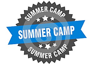 summer camp sign. summer camp round isolated ribbon label.