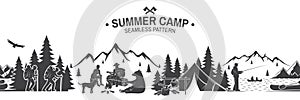 Summer camp seamless pattern. Vector illustration.