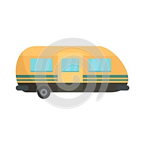 Summer camp trailer icon, flat style