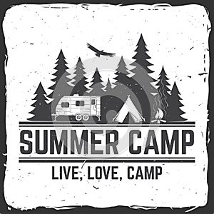 Summer camp. Vector illustration. Concept for shirt or logo, print, stamp or tee.