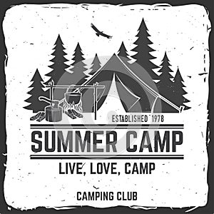 Summer camp. Vector illustration. Concept for shirt or logo, print, stamp or tee.