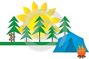 Summer Camping Graphic with Tent