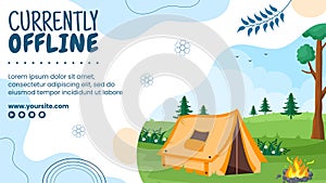 Summer Camping Social Media Template Flat Cartoon Twitch Background Vector Illustration