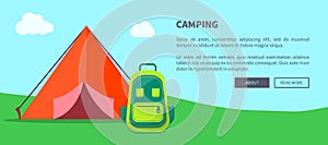 Summer Camping Template with Tent and Backpack