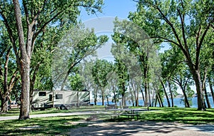 Campsite at Lake in Summer photo