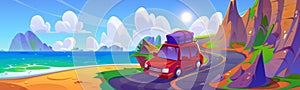 Summer car trip for sea beach vacation travel road