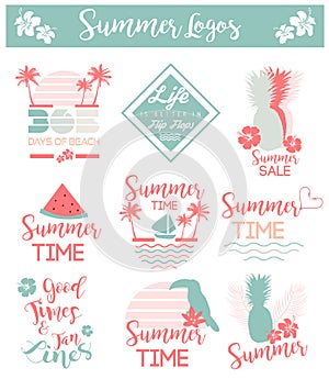 Summer card/background/ set of logos for sales photo