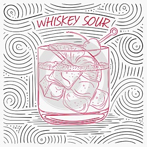 Summer Card With The Lettering - Whiskey Sour. Handwritten Swirl
