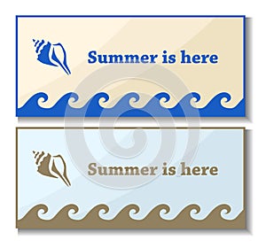 Summer card set with shell symbol