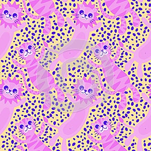 Summer cartoon animals seamless lion and tiger pattern for wrapping paper and fabrics and kids party accessories