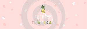 Summer cartoon doodle hand drawn tropical vector elements