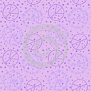 Summer cartoon seamless peace sign and flower pattern for wrapping paper and fabrics and linens