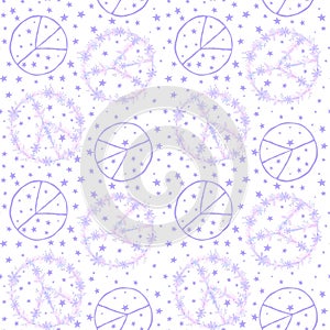 Summer cartoon seamless peace sign and flower pattern for wrapping paper and fabrics and linens