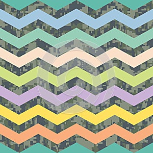 Summer Chevron on Fall Camo Background Pattern photo