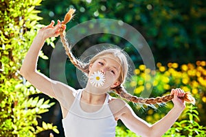 Summer child with plaits or braids