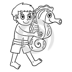 Summer Child with Sea Horse Floater Isolated