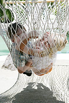 Summer children in hammock