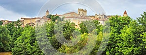 Summer city landscape, banner - view of the town of Auch, in the historical province Gascony