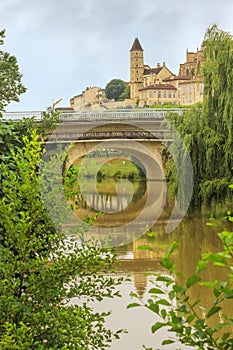 Summer city landscape - view of the bridges over the River Gers in the town of Auch