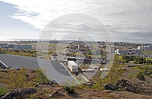 The summer cityscape of icelandic city Reykjavik