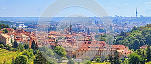 Summer cityscape, panorama, banner - view of the Mala Strana historical district of Prague