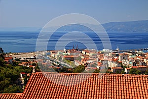 Summer cityscape with red roofs and blue sea in Rijeka Croatia