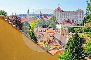 Summer cityscape - view of the Hradcany historical district of Prague, Prague, Czech Republic